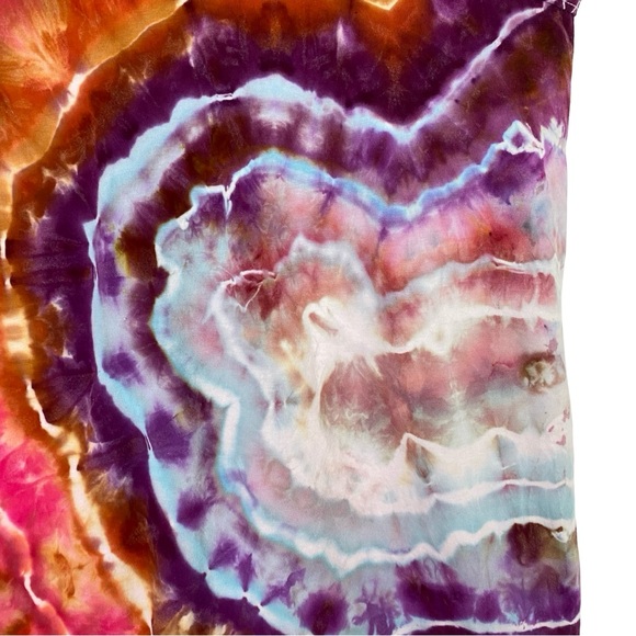Handmade Geode Tie Dye Tee Womens Size Small Baby Tshirt Colorful Upcycled Multi - Picture 5 of 10